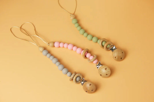 Add-On Silicone and Beech Pacifier Clip