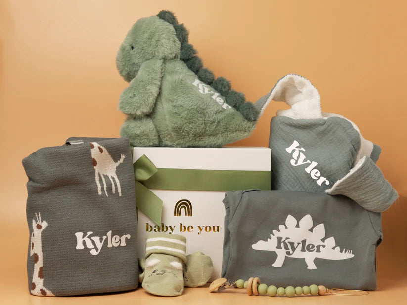 Very Roarsome Personalised Baby Boy Gift Set